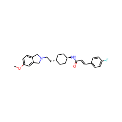 COc1ccc2c(c1)CN(CC[C@H]1CC[C@H](NC(=O)/C=C/c3ccc(F)cc3)CC1)C2 ZINC000299805742