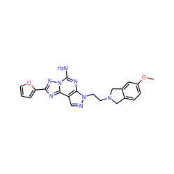 COc1ccc2c(c1)CN(CCn1ncc3c1nc(N)n1nc(-c4ccco4)nc31)C2 ZINC000038460247