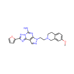 COc1ccc2c(c1)CN(CCn1ncc3c1nc(N)n1nc(-c4ccco4)nc31)CC2 ZINC000034271204