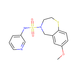 COc1ccc2c(c1)CN(S(=O)(=O)Nc1cccnc1)CCS2 ZINC000035283933