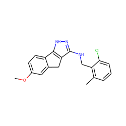 COc1ccc2c(c1)Cc1c(NCc3c(C)cccc3Cl)n[nH]c1-2 ZINC000045300001