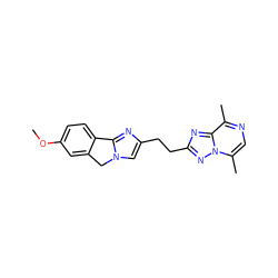 COc1ccc2c(c1)Cn1cc(CCc3nc4c(C)ncc(C)n4n3)nc1-2 ZINC000169704379