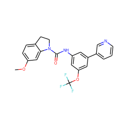 COc1ccc2c(c1)N(C(=O)Nc1cc(OC(F)(F)F)cc(-c3cccnc3)c1)CC2 ZINC000095556579