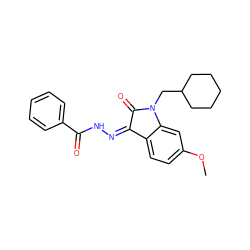 COc1ccc2c(c1)N(CC1CCCCC1)C(=O)/C2=N\NC(=O)c1ccccc1 ZINC000040429827