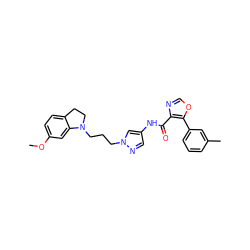 COc1ccc2c(c1)N(CCCn1cc(NC(=O)c3ncoc3-c3cccc(C)c3)cn1)CC2 ZINC000201560271