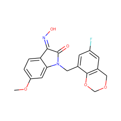 COc1ccc2c(c1)N(Cc1cc(F)cc3c1OCOC3)C(=O)/C2=N\O ZINC000043071191