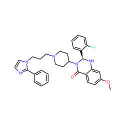 COc1ccc2c(c1)N[C@H](c1ccccc1F)N(C1CCN(CCCn3ccnc3-c3ccccc3)CC1)C2=O ZINC001772623753