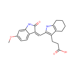 COc1ccc2c(c1)NC(=O)/C2=C\c1[nH]c2c(c1CCC(=O)O)CCCC2 ZINC000013809124