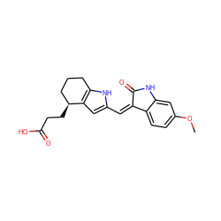 COc1ccc2c(c1)NC(=O)/C2=C\c1cc2c([nH]1)CCC[C@@H]2CCC(=O)O ZINC000028704508