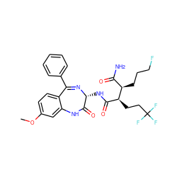 COc1ccc2c(c1)NC(=O)[C@@H](NC(=O)[C@H](CCC(F)(F)F)[C@H](CCCF)C(N)=O)N=C2c1ccccc1 ZINC000205760538