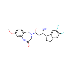 COc1ccc2c(c1)NC(=O)CN(C(=O)C[C@H](N)[C@H]1CCc3cc(F)c(F)cc31)C2 ZINC000473134079