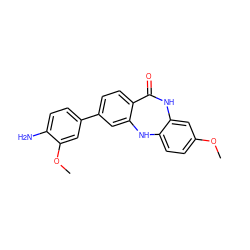 COc1ccc2c(c1)NC(=O)c1ccc(-c3ccc(N)c(OC)c3)cc1N2 ZINC000028710738