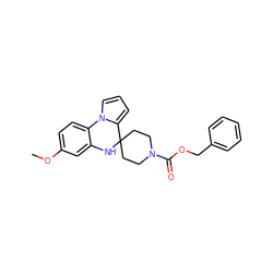 COc1ccc2c(c1)NC1(CCN(C(=O)OCc3ccccc3)CC1)c1cccn1-2 ZINC000205505437