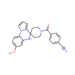 COc1ccc2c(c1)NC1(CCN(C(=O)c3ccc(C#N)cc3)CC1)c1cccn1-2 ZINC000035399510