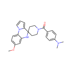 COc1ccc2c(c1)NC1(CCN(C(=O)c3ccc(N(C)C)cc3)CC1)c1cccn1-2 ZINC000299824440