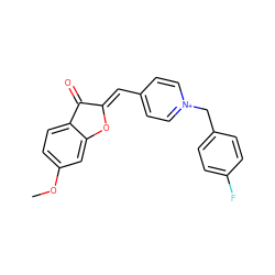 COc1ccc2c(c1)O/C(=C\c1cc[n+](Cc3ccc(F)cc3)cc1)C2=O ZINC000058575634