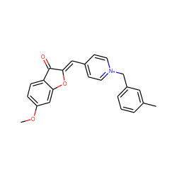 COc1ccc2c(c1)O/C(=C\c1cc[n+](Cc3cccc(C)c3)cc1)C2=O ZINC000058592654