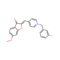 COc1ccc2c(c1)O/C(=C\c1cc[n+](Cc3cccc(F)c3)cc1)C2=O ZINC000058575476