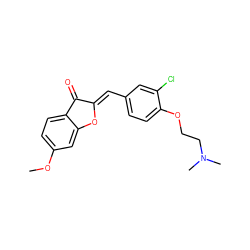 COc1ccc2c(c1)O/C(=C\c1ccc(OCCN(C)C)c(Cl)c1)C2=O ZINC000299859986