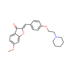 COc1ccc2c(c1)O/C(=C\c1ccc(OCCN3CCCCC3)cc1)C2=O ZINC000299857924