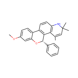 COc1ccc2c(c1)O[C@@H](c1ccccc1)c1c-2ccc2c1C(C)=CC(C)(C)N2 ZINC000013863751