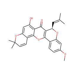 COc1ccc2c(c1)O[C@H](C=C(C)C)c1c-2oc2c3c(cc(O)c2c1=O)OC(C)(C)C=C3 ZINC000013429498