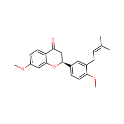 COc1ccc2c(c1)O[C@H](c1ccc(OC)c(CC=C(C)C)c1)CC2=O ZINC000028653779