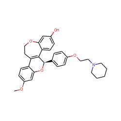 COc1ccc2c(c1)O[C@H](c1ccc(OCCN3CCCCC3)cc1)C1=C2CCOc2cc(O)ccc21 ZINC000038516295