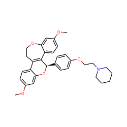 COc1ccc2c(c1)O[C@H](c1ccc(OCCN3CCCCC3)cc1)C1=C2CCOc2cc(OC)ccc21 ZINC000034110097