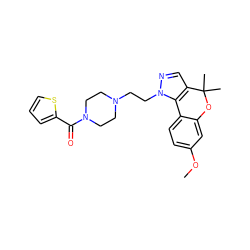 COc1ccc2c(c1)OC(C)(C)c1cnn(CCN3CCN(C(=O)c4cccs4)CC3)c1-2 ZINC001772613622