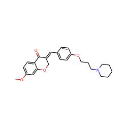 COc1ccc2c(c1)OC/C(=C\c1ccc(OCCCN3CCCCC3)cc1)C2=O ZINC000299853761