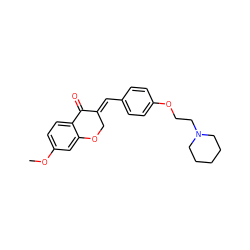 COc1ccc2c(c1)OC/C(=C\c1ccc(OCCN3CCCCC3)cc1)C2=O ZINC000299851179