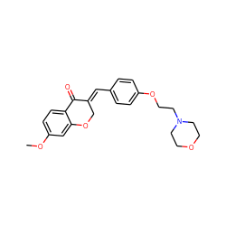 COc1ccc2c(c1)OC/C(=C\c1ccc(OCCN3CCOCC3)cc1)C2=O ZINC000299854206