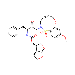 COc1ccc2c(c1)OC/C=C\CN(C[C@@H](O)[C@H](Cc1ccccc1)NC(=O)O[C@H]1CO[C@H]3OCC[C@@H]13)S2(=O)=O ZINC000049694721