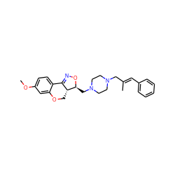 COc1ccc2c(c1)OC[C@@H]1C2=NO[C@H]1CN1CCN(C/C(C)=C/c2ccccc2)CC1 ZINC000022933286