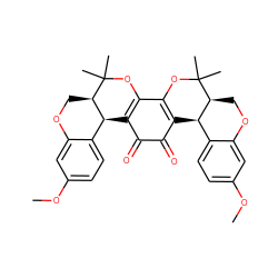 COc1ccc2c(c1)OC[C@H]1[C@@H]2C2=C(OC1(C)C)C1=C(C(=O)C2=O)[C@H]2c3ccc(OC)cc3OC[C@H]2C(C)(C)O1 ZINC000042835023