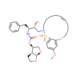 COc1ccc2c(c1)OCCC/C=C\CCCCN(C[C@@H](O)[C@H](Cc1ccccc1)NC(=O)O[C@H]1CO[C@H]3OCC[C@@H]13)S2(=O)=O ZINC000049709591