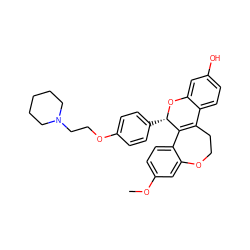 COc1ccc2c(c1)OCCC1=C2[C@H](c2ccc(OCCN3CCCCC3)cc2)Oc2cc(O)ccc21 ZINC000049112764