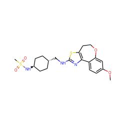 COc1ccc2c(c1)OCCc1sc(NC[C@H]3CC[C@H](NS(C)(=O)=O)CC3)nc1-2 ZINC000261082463