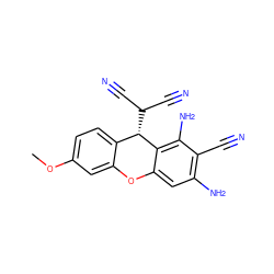 COc1ccc2c(c1)Oc1cc(N)c(C#N)c(N)c1[C@H]2C(C#N)C#N ZINC000473244576