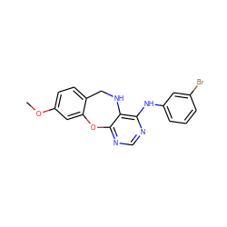 COc1ccc2c(c1)Oc1ncnc(Nc3cccc(Br)c3)c1NC2 ZINC000028570960