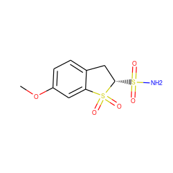 COc1ccc2c(c1)S(=O)(=O)[C@@H](S(N)(=O)=O)C2 ZINC000000009666