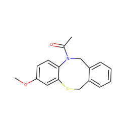 COc1ccc2c(c1)SCc1ccccc1CN2C(C)=O ZINC000028571519