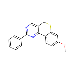 COc1ccc2c(c1)SCc1cnc(-c3ccccc3)nc1-2 ZINC000040414069