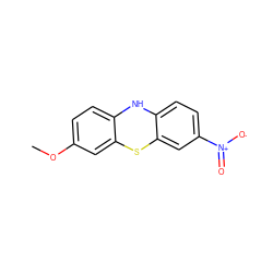 COc1ccc2c(c1)Sc1cc([N+](=O)[O-])ccc1N2 ZINC000084712657