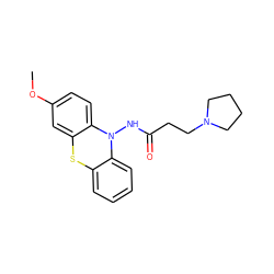 COc1ccc2c(c1)Sc1ccccc1N2NC(=O)CCN1CCCC1 ZINC000068196770