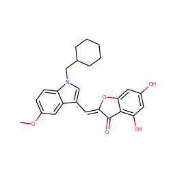 COc1ccc2c(c1)c(/C=C1\Oc3cc(O)cc(O)c3C1=O)cn2CC1CCCCC1 ZINC001772651877