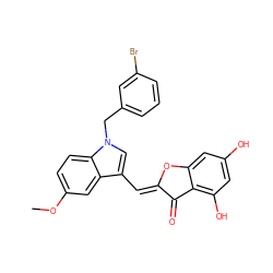 COc1ccc2c(c1)c(/C=C1\Oc3cc(O)cc(O)c3C1=O)cn2Cc1cccc(Br)c1 ZINC001772576405