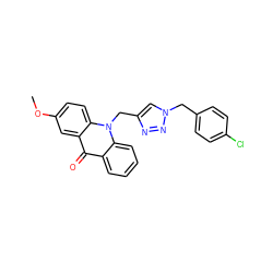 COc1ccc2c(c1)c(=O)c1ccccc1n2Cc1cn(Cc2ccc(Cl)cc2)nn1 ZINC000299862354