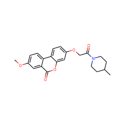 COc1ccc2c(c1)c(=O)oc1cc(OCC(=O)N3CCC(C)CC3)ccc12 ZINC000004197351